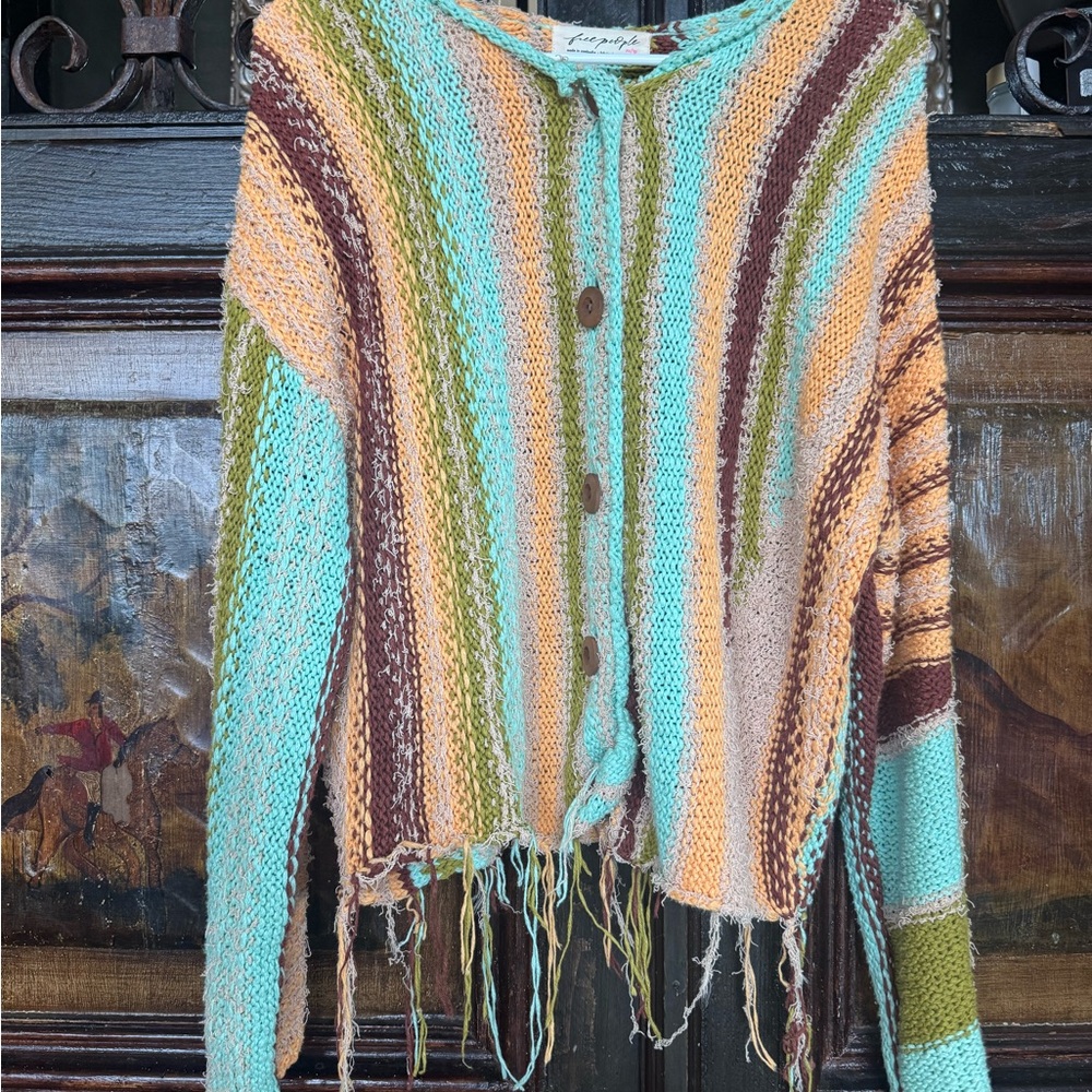 Free People Multicolor Striped Cardigan